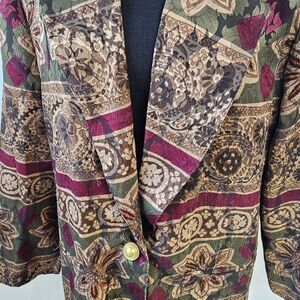 Vintage Rare Michael K Company Blazer Multi Pattern Design Sz Medium Floral S364